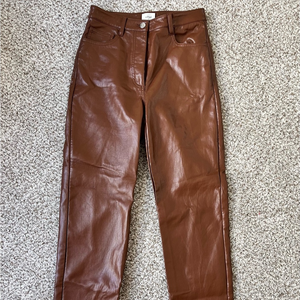 Brown Faux Leather Pants